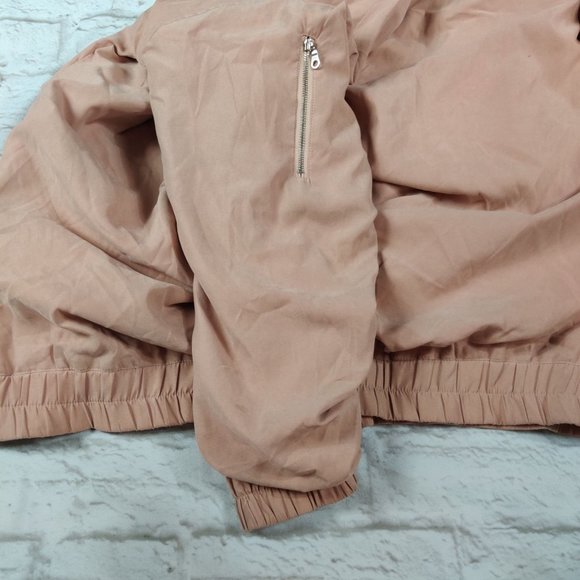 KHND Studio mens double zip ruched sleeve back bomber jacket peachy tan sz XL - Picture 5 of 8